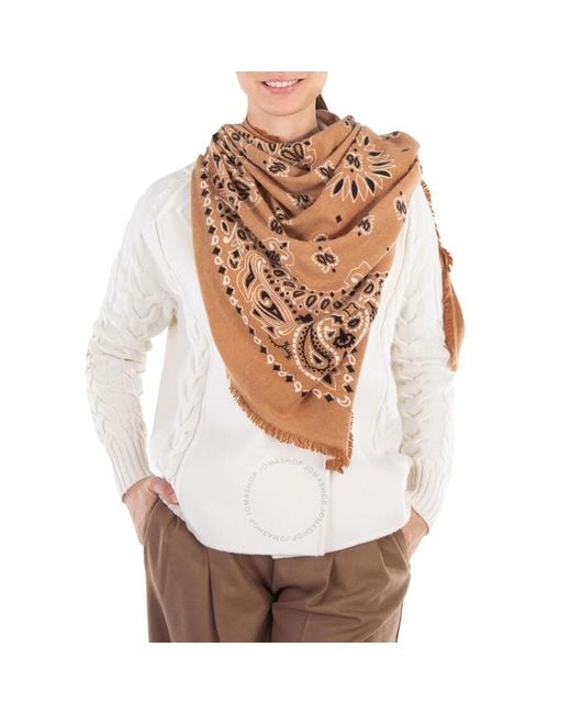 Kujten White Hachiko Printed Cashmere Scarf