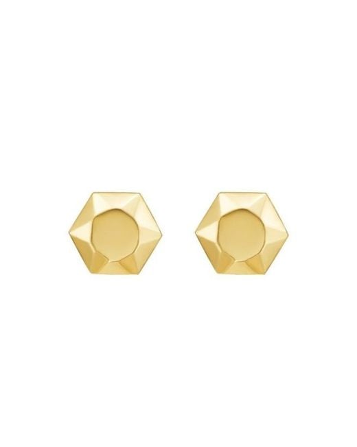 Tresorra Metallic 14K Flat Back Hexagon Stud Earrings
