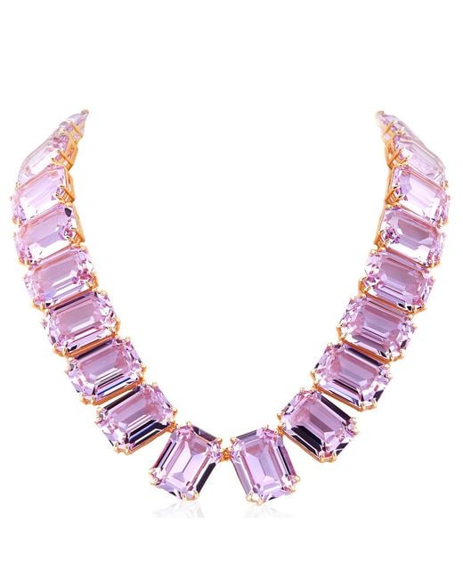 Swarovski Pink Tone Plated Millenia Tennis Necklace