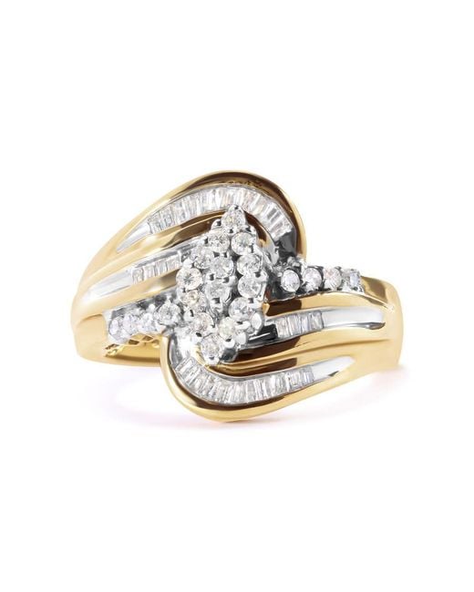 Haus of Brilliance Metallic 10K 1/2 Cttw Diamond Pear Cluster And Swirl Ring (H-I Color, I1-I2 Clarity)