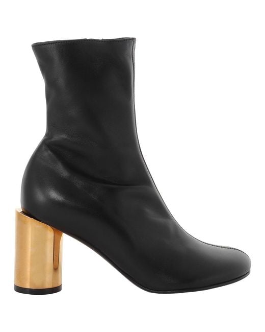 Lanvin Black Sequence Chunky Heeled Boots, Brand Size 35 Us Size 4