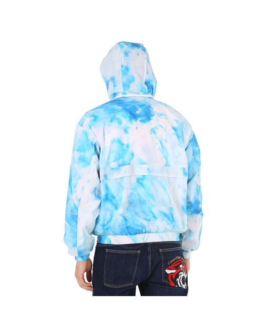 Calvin Klein Blue Summer Splash Aop Seasonal Cloud Print Nylon Windbreaker Jacket for men