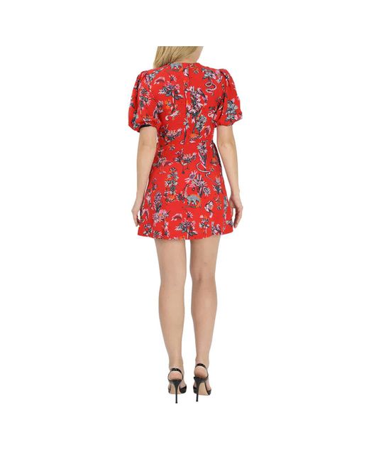Markus Lupfer Red Floral Print Mini Dress