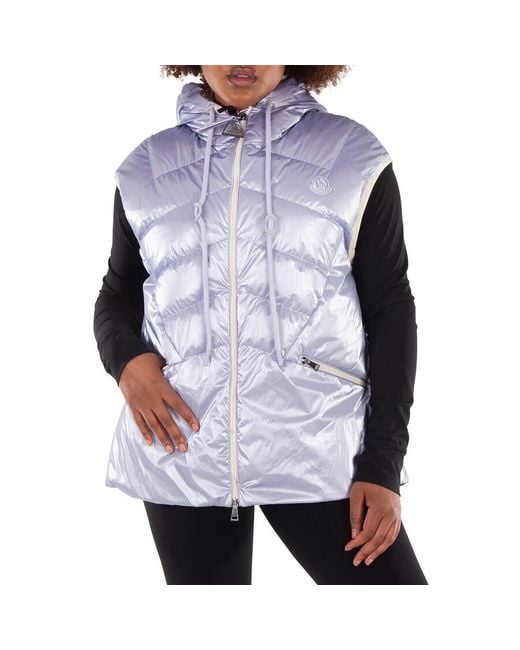 Moncler Blue Petetoz Hooded Down Vest, Brand Size 0