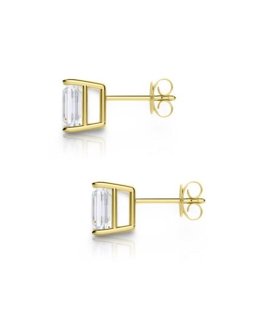 Tresorra Metallic 14K Emerald Cut Earth Mined Diamond Stud Earrings