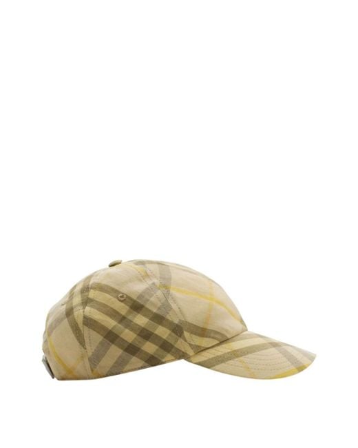 Burberry Natural Check Printed Cotton Baseball Cap