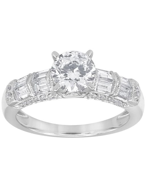 Brilliant Diamond Metallic 1.75 Carat 14K Round Cut Lab Grown Diamond Engagement Ring For - Color/Clarity-G/Vs