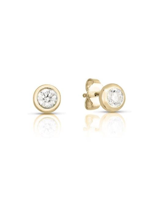 Roberto Coin Metallic Bezel Set Diamond Stud Earrings