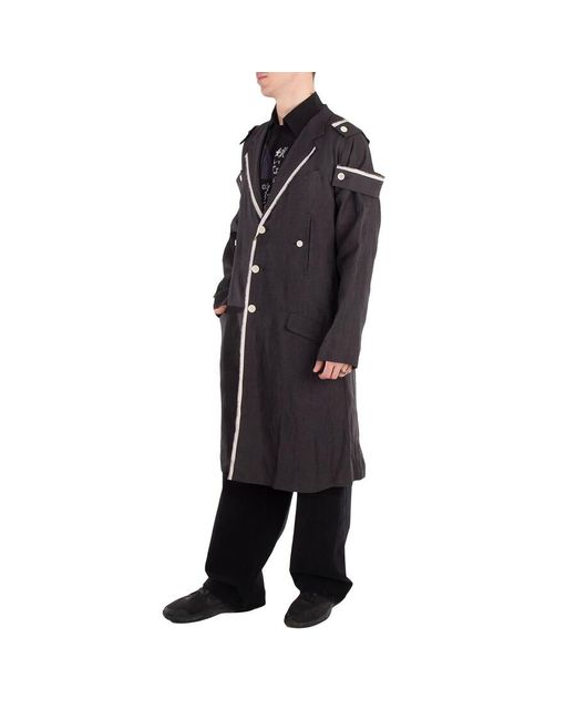 Yohji Yamamoto Black Hemp Cloth K-Shoulder Epaulet Long J, Brand Size 1 for men