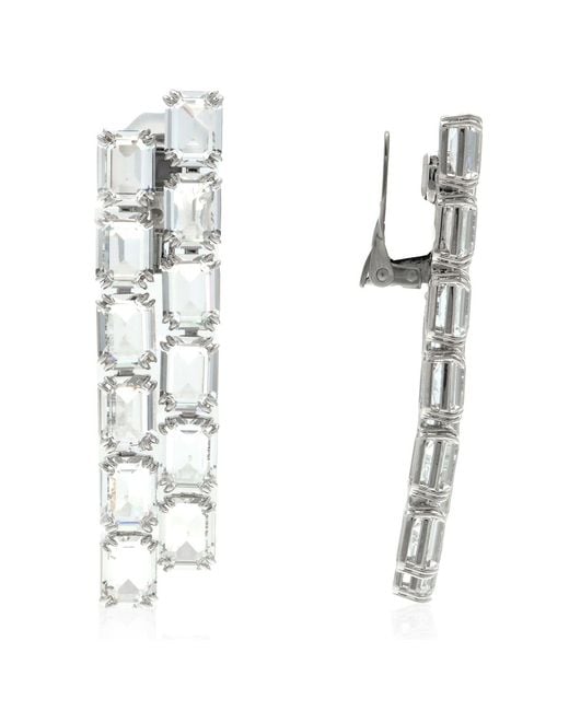Swarovski White Rhodium Plated Millenia Octagon Clip Earrings