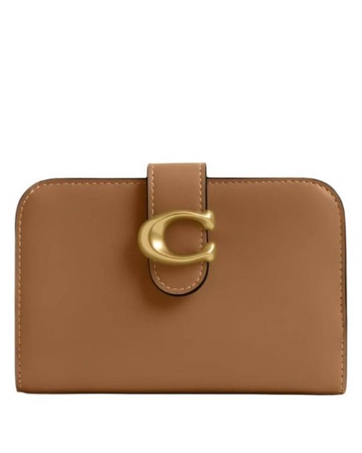 COACH Brown Tabby Leather Compact Wallet for men