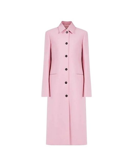 Ferragamo Pink Long Virgin Wool Coat, Brand Size 40 Us