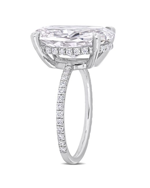Amour White 8 1/10 Ct Dew Oval Created Moissanite Engagement Ring