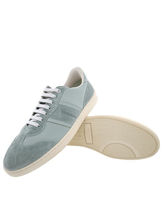Ferragamo Blue Ferragamo Achille Signature Low-Top Sneakers, Size 9 for men