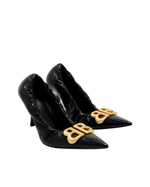 Balenciaga Black Monaco Bb Leather Pumps, Brand Size 39 Us