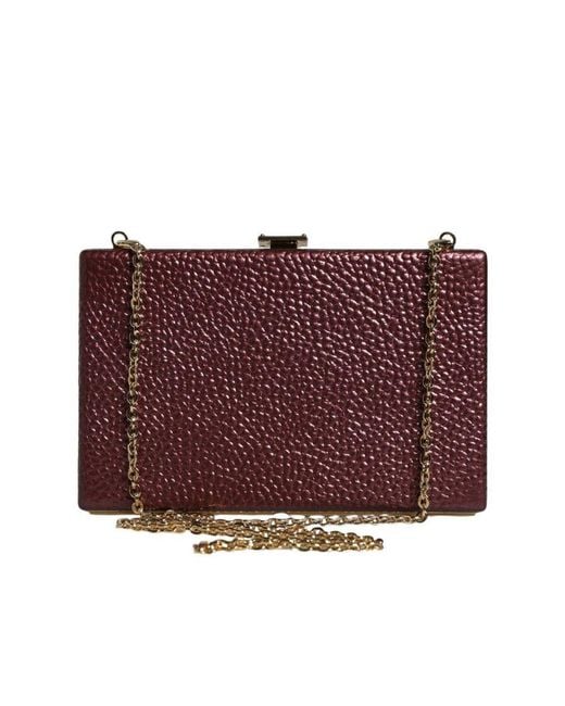 Dolce & Gabbana Purple Leather Clutch Evening Crossbody Bag