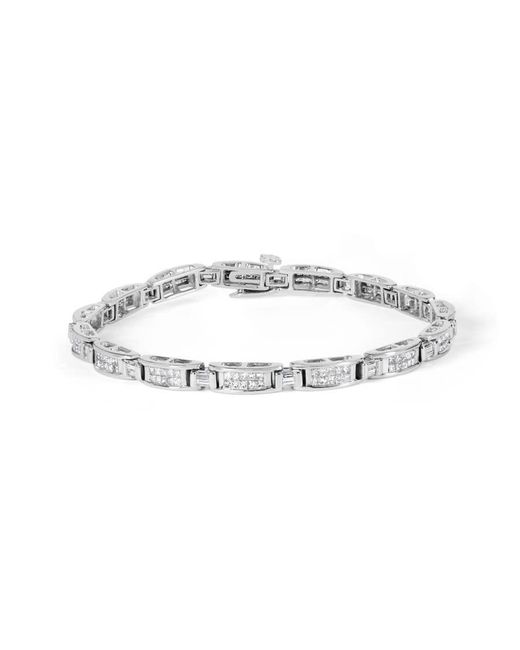Haus of Brilliance Metallic 14K 2.0 Cttw Baguette And Princess-Cut Diamond Tennis Bracelet (H-I Color, Si1-Si2 Clarity)