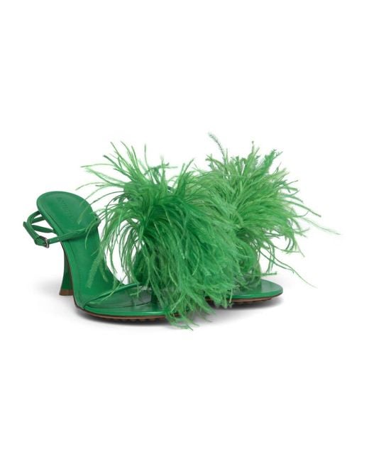 Bottega Veneta Green Feather Dot Sandals
