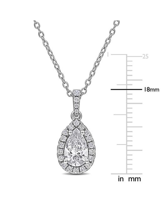 Created Forever Metallic 1Ct Tgw Pear-Shaped And Round-Cut Lab Grown Diamond Halo Pendant With Chain for men