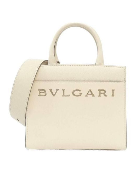 BVLGARI Natural Leather Logo Tote Bag for men