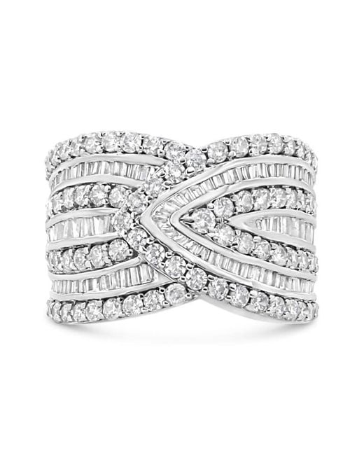 Haus of Brilliance White 925 Sterling 2 3/8 Cttw Diamond Multi Row Overlay Band Ring