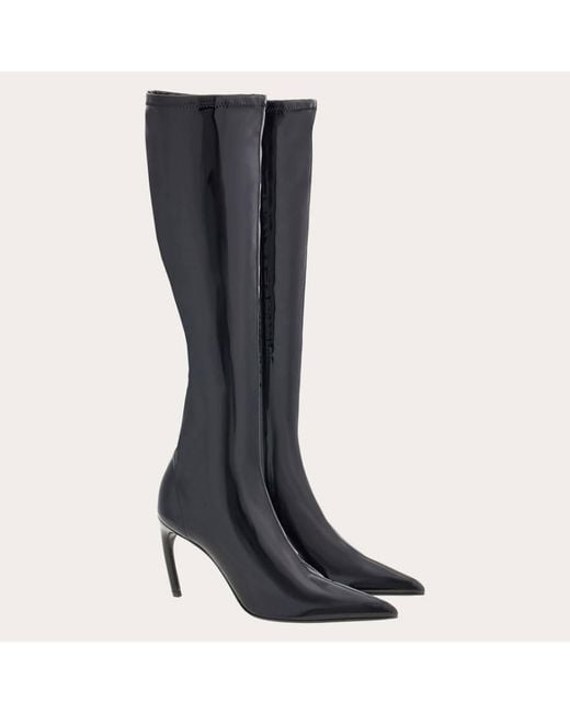 Ferragamo Black High Patent Stretch Boot