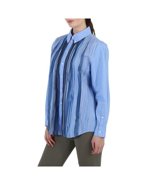 Burberry Blue Silk Pleated Shirt