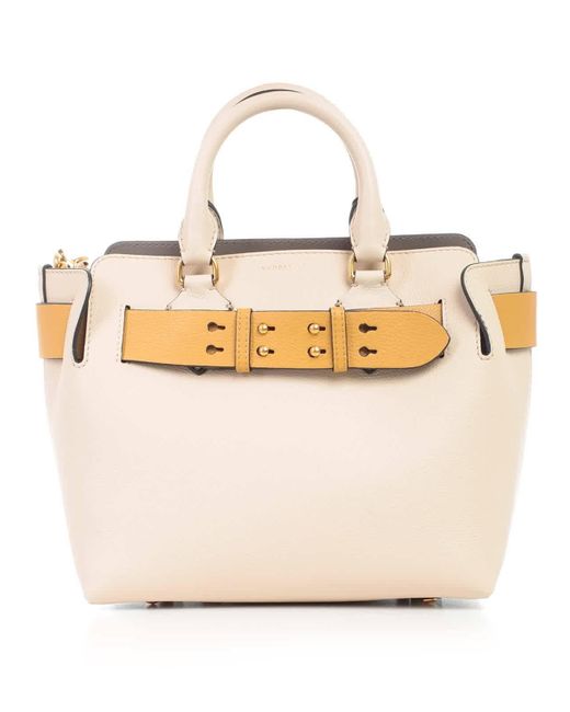 Burberry Yellow Small Contrast Belt Leather Tote