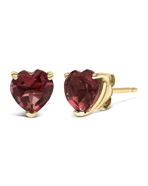 Haus of Brilliance Brown 14K 5Mm Heart Cut Garnet Solitaire Stud Earrings