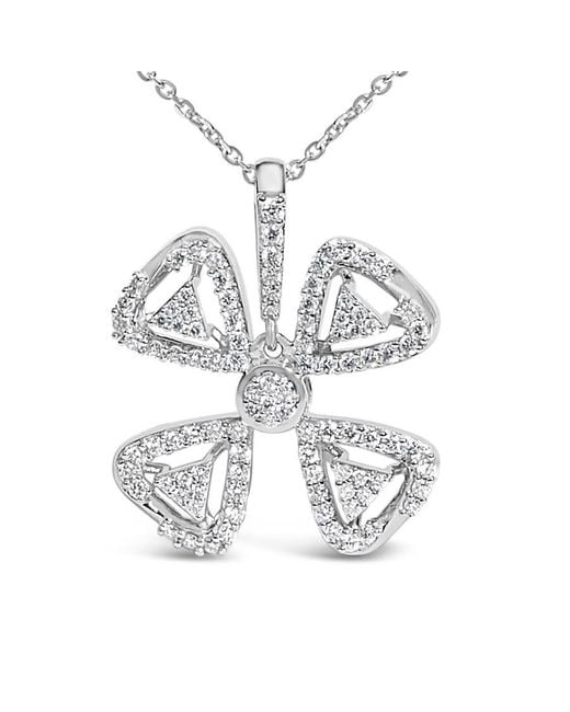 Haus of Brilliance Metallic 14K 5/8 Cttw Diamond 4 Leaf Floral Pendant Necklace (H-I Color, I1-I2 Clarity)