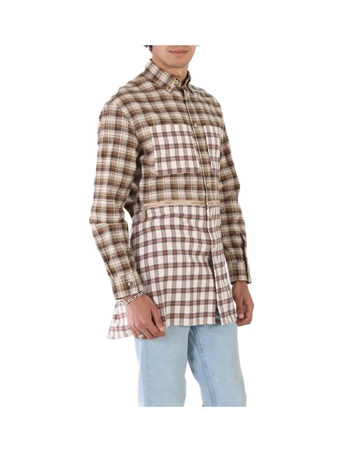 Burberry Multicolor Zipped Hem Check Flannel Shirt for men