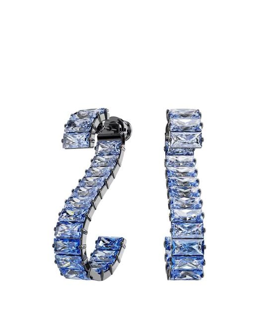 Swarovski Blue Matrix Baguette Cut Crystal Drop Earrings