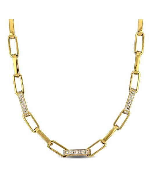 Amour Metallic 1 3/5 Ct Tgw Cubic Zirconia Paper Clip Neckace