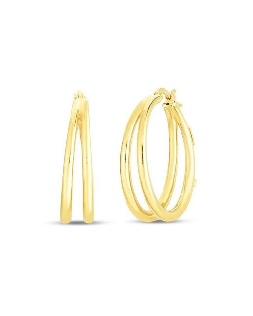 Roberto Coin Metallic 18K Graduated 30Mm Thin Double Hoop Earrings