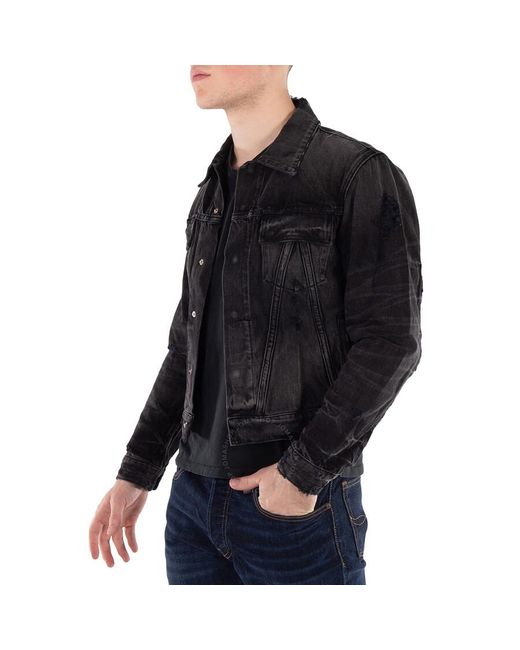 Amiri Black Distressed-Effect Denim Cotton Jacket for men