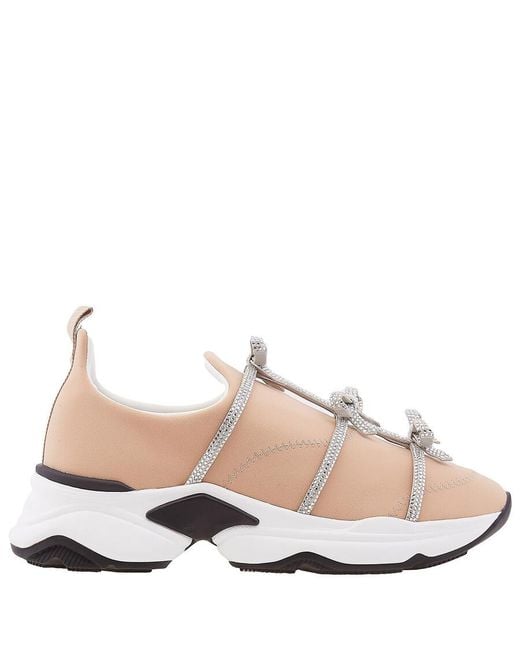 Rene Caovilla Pink Rene Caovilla Rhinestone Bow Embellished Sneakers