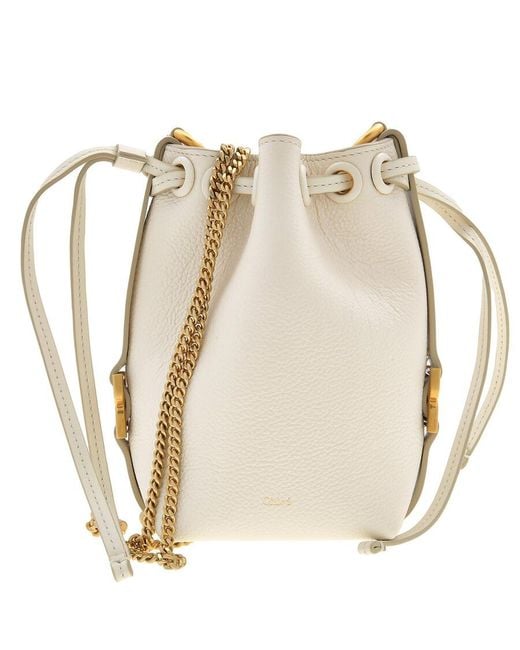 Chloé Natural Marcie Grained Leather Micro Bucket Bag