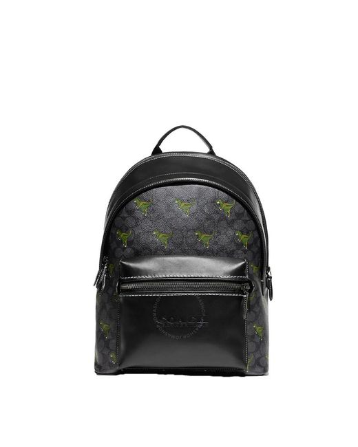 COACH Black Charter Signature Rexy Print Backpack for men