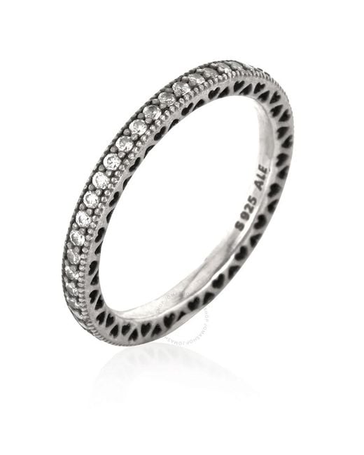 Pandora Metallic Ladies Sparkle And Hearts Ring