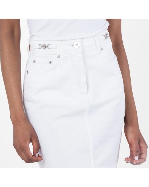 Versace White Cotton Denim A-Line Skirt, Brand Size 42 Us