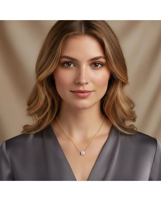 Brilliant Diamond Metallic 2 Carat Round Lab Grown Diamond Pendant Necklace