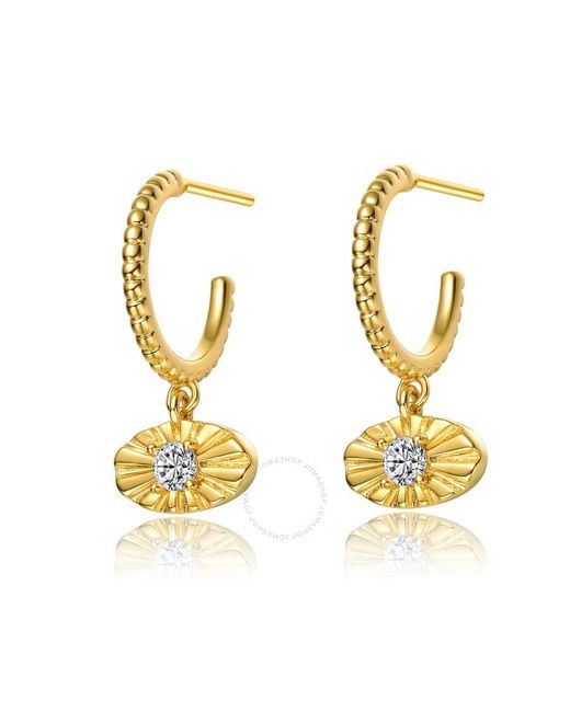 Rachel Glauber Metallic 14k Gold Plated Open Hoop Earrings