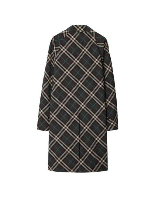 Burberry Black Check Print Mid-Length Car Coat, Brand Size 52 Us for men