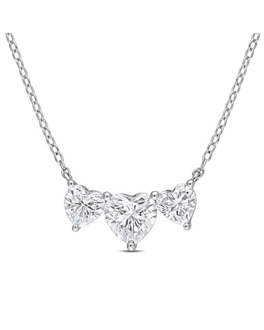 Amour Metallic 2 Ct Dew Created Moissanite Triple-Heart Necklace