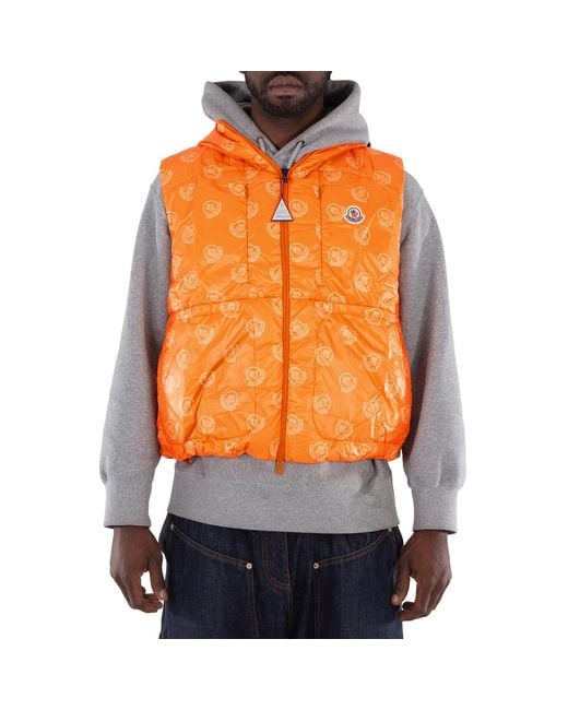 Moncler Orange Alkarab Logo-Patch Vest, Brand Size 4 (X-Large) for men
