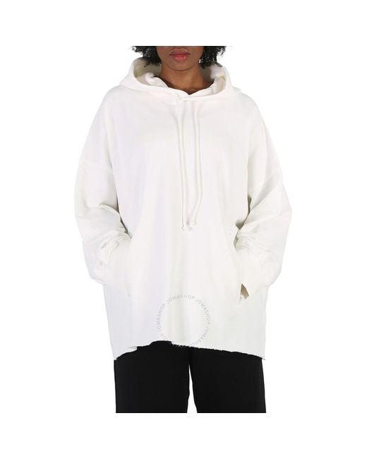 MM6 by Maison Martin Margiela White Off Oversize Fit Cotton Hoodie