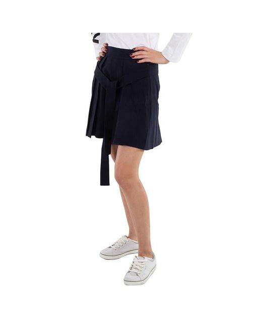 KENZO Blue A-Line Virgin Wool Pleated Mini Skirt, Brand Size 38 (Us