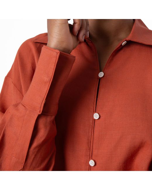 Bally Red Long-Sleeved Relaxed Linen-Blend Shirt