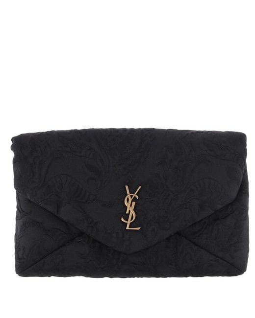 Saint Laurent Black Cassandre Large Nylon Pouch