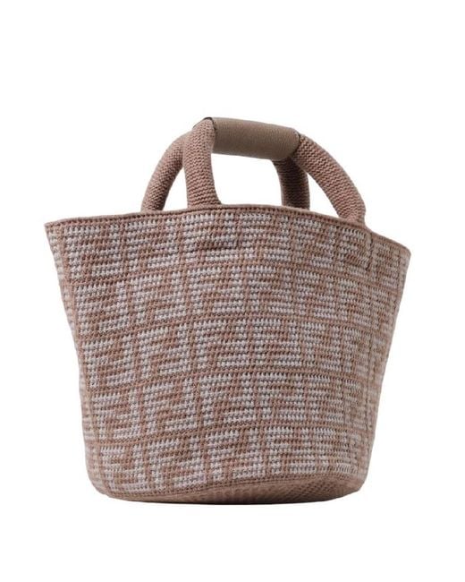 Fendi Brown Jacquard Ff Motif Tote Bag for men